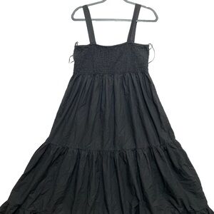 ZARA Dress Womens L Black Wide Strap Tube Lagenlook Boho 100% Cotton